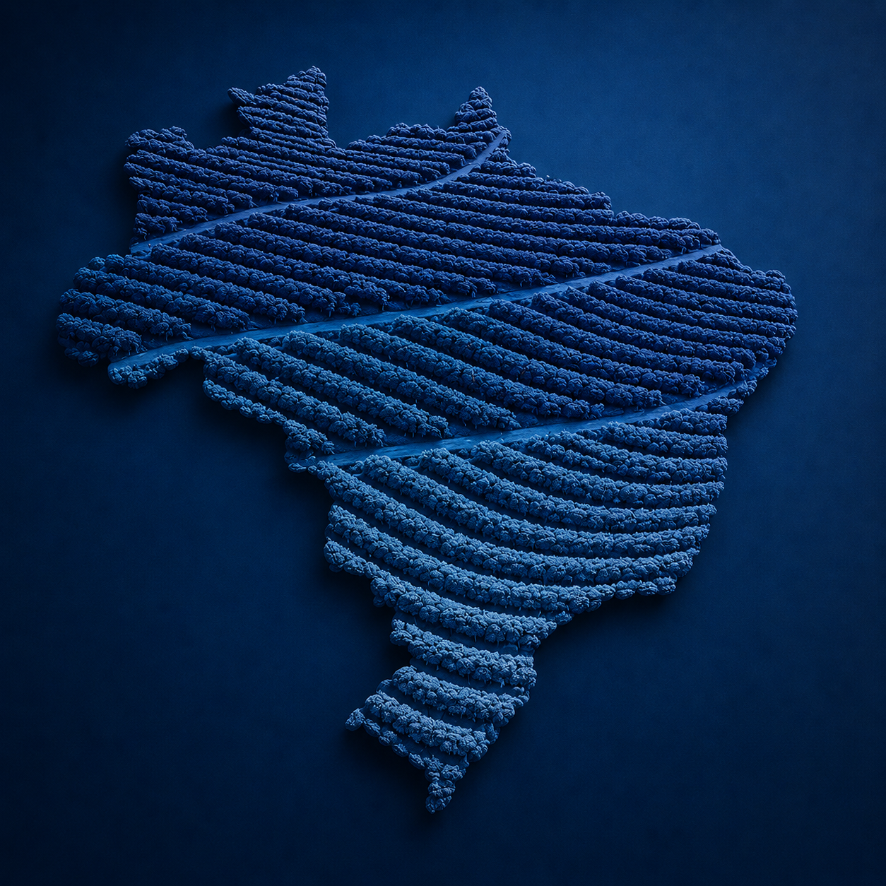 Mapa de Minas Gerais formado por lavouras de café